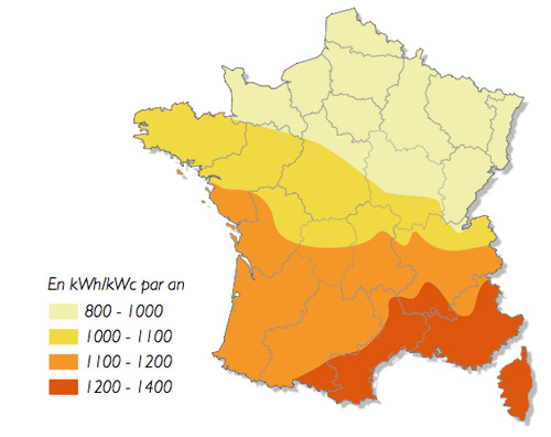  Carte du gisement solaire photovoltaique