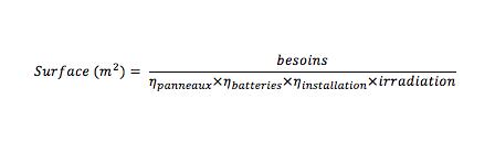 calcul surface panneaux photovoltaiques